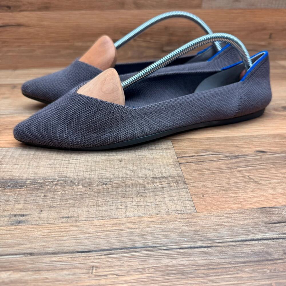 Women’s Pointed Knit Ballet Flats - Dark Gray